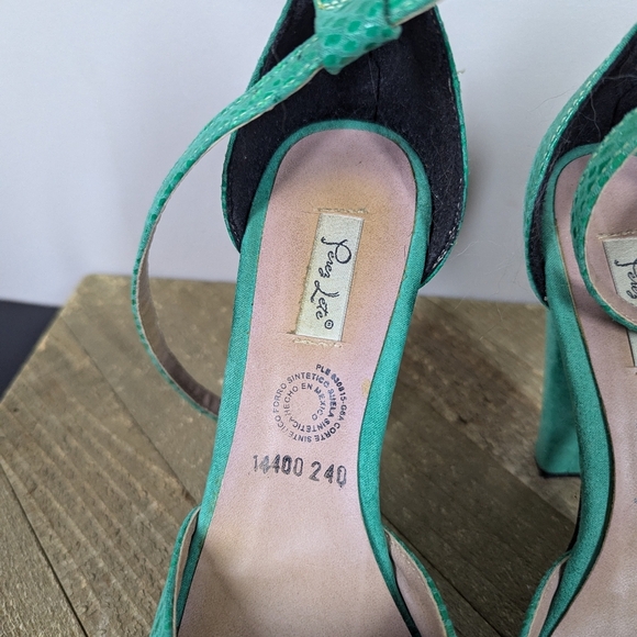 Perez Lete Green Leather Snakeskin Platform Heels Made in Mexico Size 7 - Picture 6 of 9